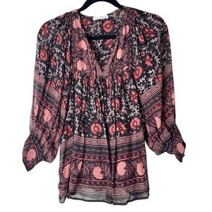 Ulla Johnson Silk Bea Dark Floral Blouse